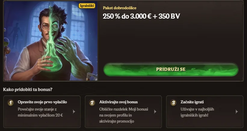 AlterSpin casino – kartica paketa dobrodošlice s 3 koraki